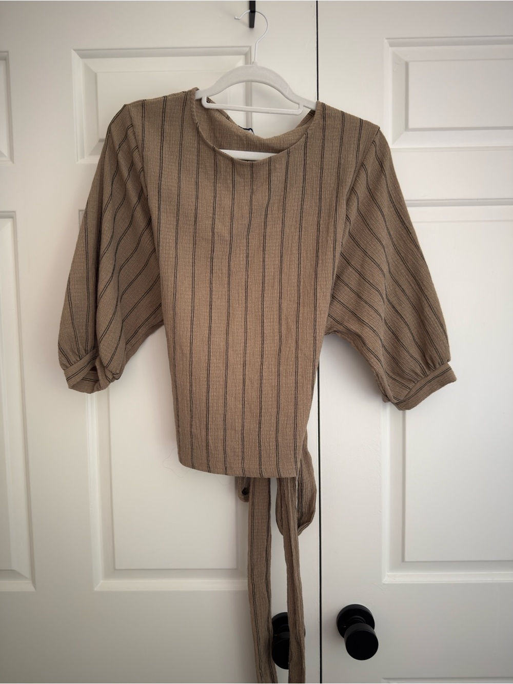 Zara Taupe Striped Wrap Tunic
